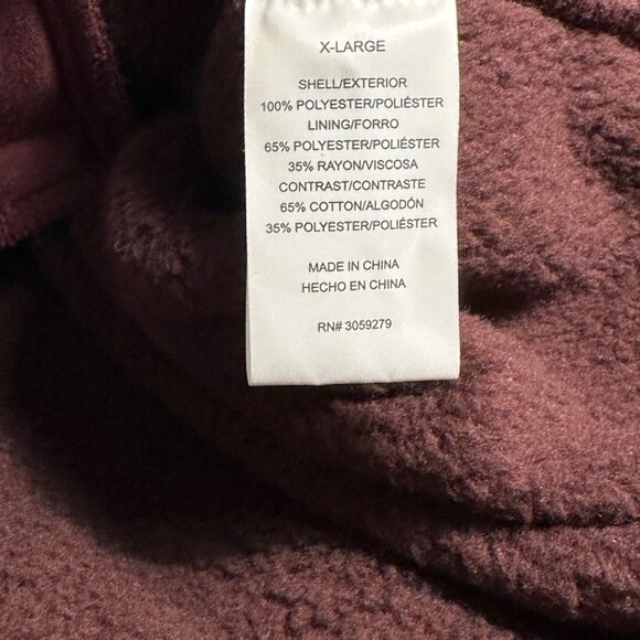 TS X-Large Bordeaux Fleece Pullover Jacket 100% Polyester Shell With Pockets - Picture 4 of 10